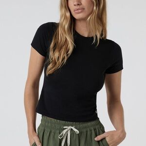 Vuori Black Short Sleeve Baby Tee - Women's Top